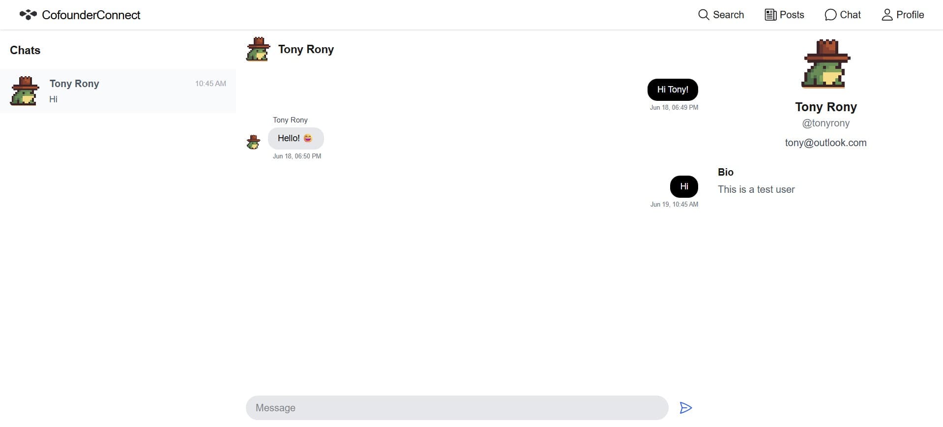 CoFounderConnect.io screenshot